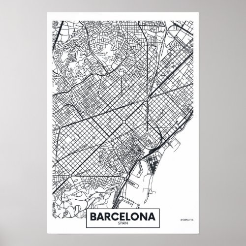 Barcelona Spain  City Map Poster