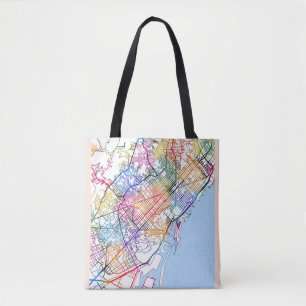Barcelona Spain City Map Tote Bag