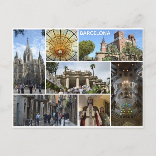 Barcelona Spain City Travel Photos Postcard