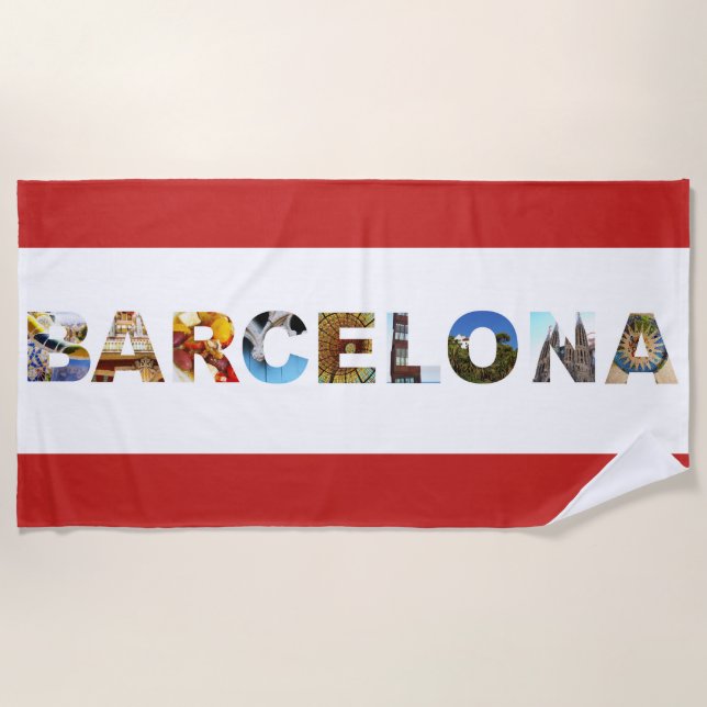 Barcelona Spain Colorful Architecture Photo Beach Towel (Front)