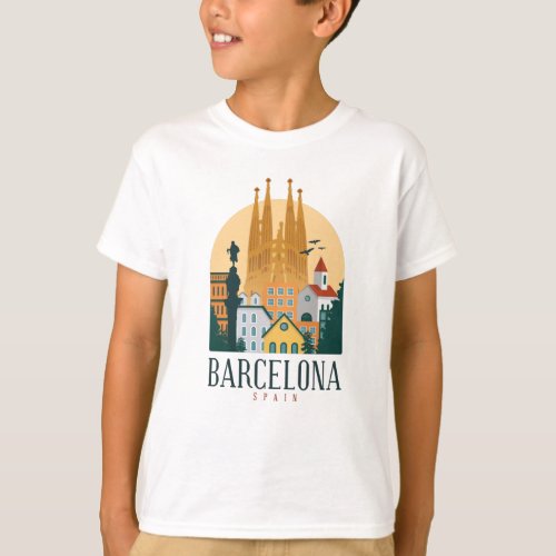 Barcelona Spain Cute spanish travel gift City Love T_Shirt