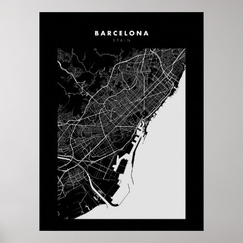 Barcelona _ Spain Dark City Map Poster