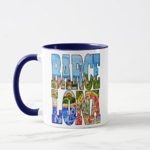 Barcelona Spain Europe Colorful Photo Typography Mug