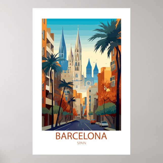 Barcelona Spain Famous Travel Places Poster (Front)