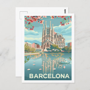 Barcelona Spain Famous Vintage Travel Place Postcard