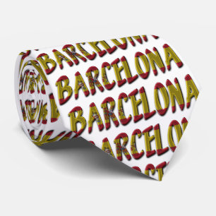 Barcelona Spain Flag Colors Typography Tie