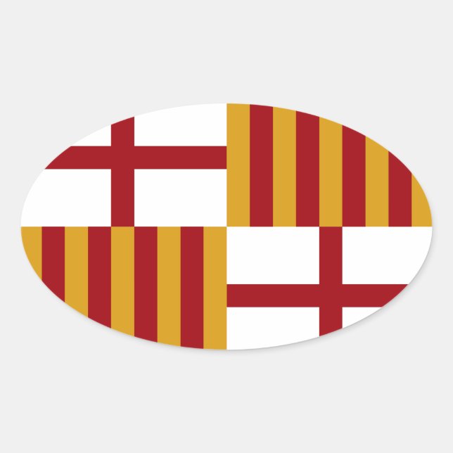 Barcelona (Spain) Flag Oval Sticker (Front)