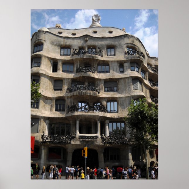 Barcelona Spain Gaudi Building Poster (Front)