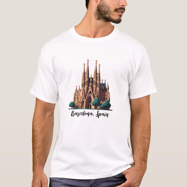Barcelona Spain La Sagrada Familia T-Shirt (Front)