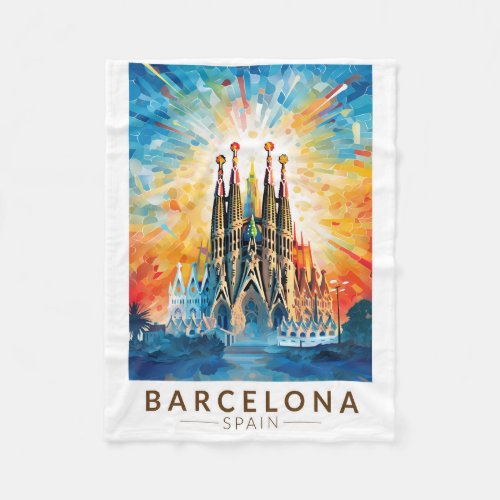Barcelona Spain La Sagrada Familia Travel Art Fleece Blanket
