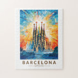 Barcelona Spain La Sagrada Familia Travel Art Jigsaw Puzzle<br><div class="desc">Barcelona retro vector travel design. Barcelona,  the cosmopolitan capital of Spain’s Catalonia region,  is known for its art and architecture.</div>