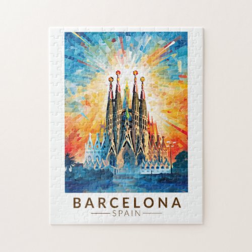 Barcelona Spain La Sagrada Familia Travel Art Jigsaw Puzzle