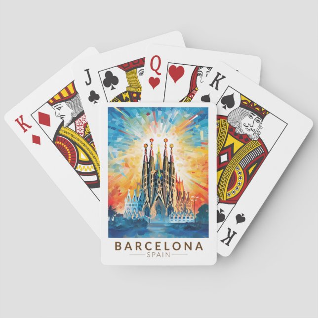 Barcelona Spain La Sagrada Familia Travel Art Poker Cards (Back)