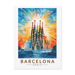 Barcelona Spain La Sagrada Familia Travel Art Postcard