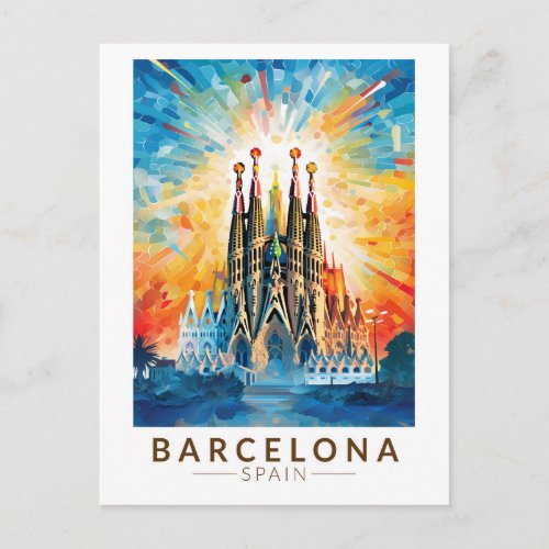 Barcelona Spain La Sagrada Familia Travel Art Postcard