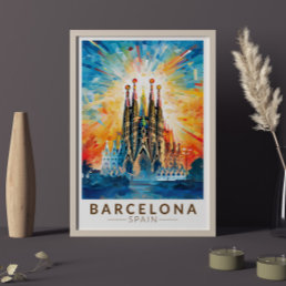 Barcelona Spain La Sagrada Familia Travel Art Poster