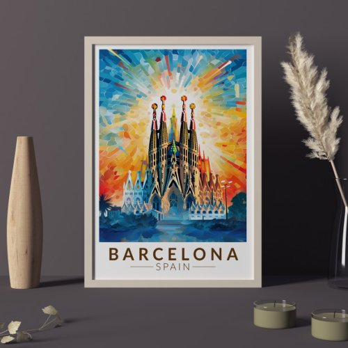 Barcelona Spain La Sagrada Familia Travel Art Poster