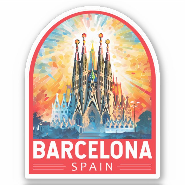 Barcelona Spain La Sagrada Familia Travel Art Sticker (Front)