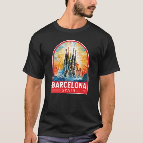 Barcelona Spain La Sagrada Familia Travel Art T_Shirt