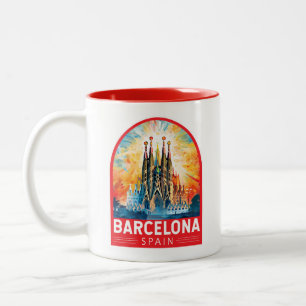 Barcelona Spain La Sagrada Familia Travel Art Two-Tone Coffee Mug