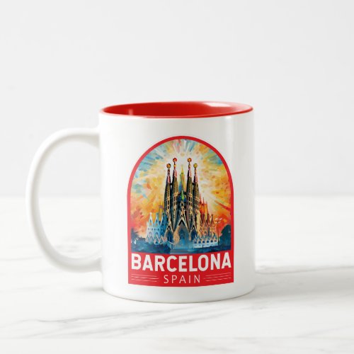 Barcelona Spain La Sagrada Familia Travel Art Two_Tone Coffee Mug