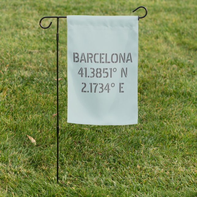 Barcelona Spain Latitude and Longitude  Garden Flag (In SItu)