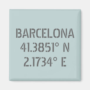 Barcelona Spain Latitude and Longitude Magnet
