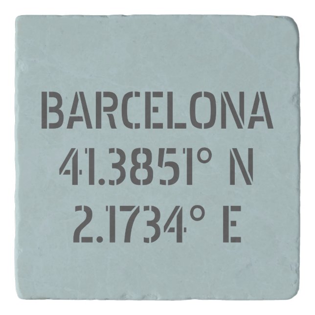Barcelona Spain Latitude and Longitude  Trivet (Front)