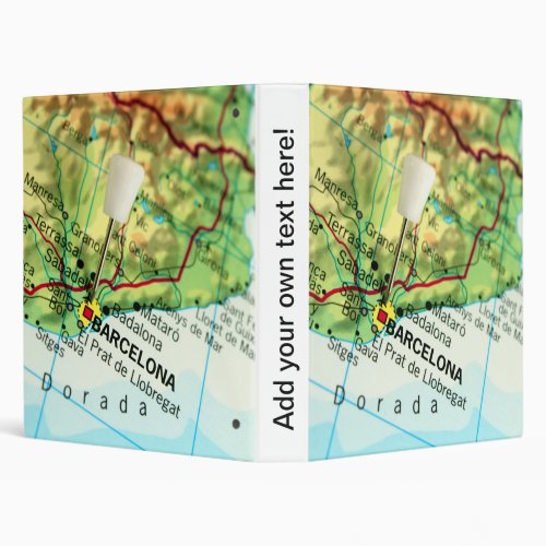 Barcelona Spain Map 3 Ring Binder