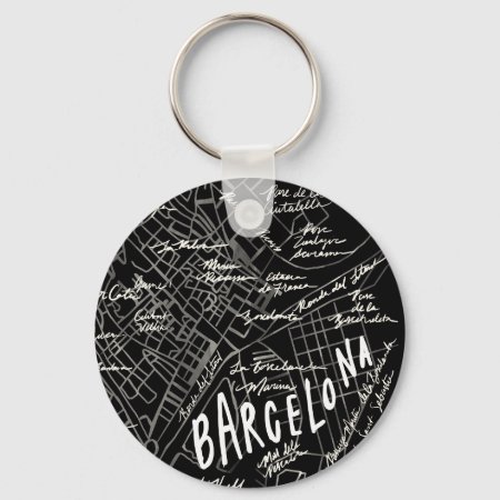 Barcelona Spain Map Keychain