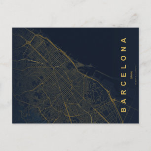 Barcelona Spain Map Minimal Postcard
