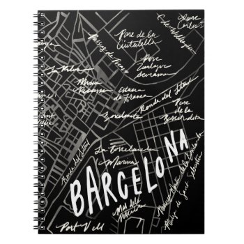 Barcelona Spain Map Notebook - Black Vintage Style by MarketAndSupply at Zazzle
