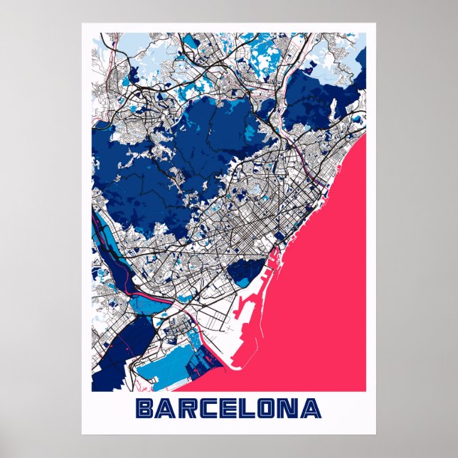 Barcelona - Spain MilkTea City Map Poster (Front)
