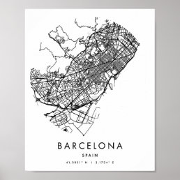 Barcelona Spain Minimal Modern Circle Street Map Poster