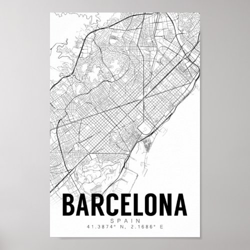 Barcelona Spain Minimalist Map Art Poster