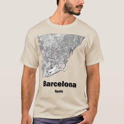 Barcelona Spain minimalistic streets map T_Shirt