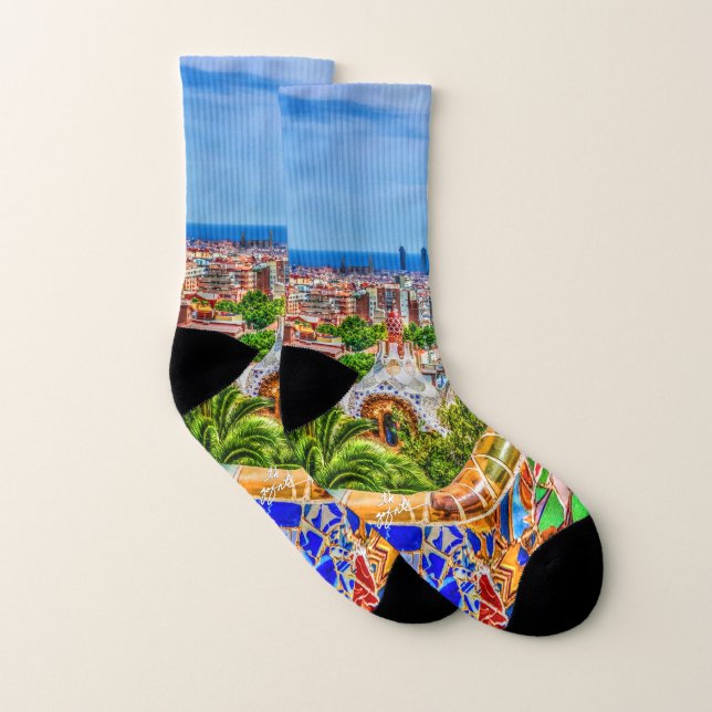 Barcelona Spain Modern Fine Art Photography Socks (Pair)