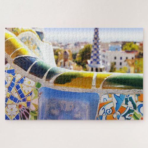 Barcelona Spain Parc Guell Travel Photo Jigsaw Puzzle