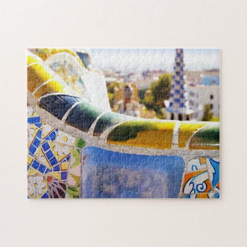 Barcelona Spain Parc Guell Travel Photo Jigsaw Puzzle