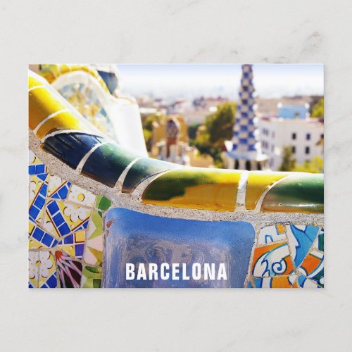 Barcelona Spain Parc Guell Travel Photo Postcard