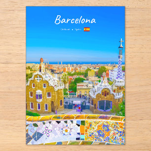 Barcelona, Spain - Park Guell Gaudi Mosaic Acrylic Invitations