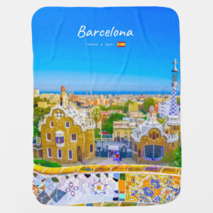 Barcelona, Spain - Park Guell Gaudi Mosaic Baby Blanket