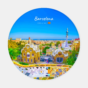 Barcelona, Spain - Park Guell Gaudi Mosaic Coaster Set