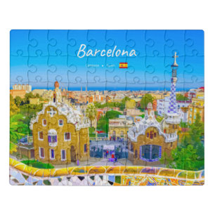 Barcelona, Spain - Park Guell Gaudi Mosaic Jigsaw Puzzle