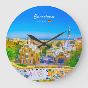 Barcelona, Spain - Park Guell Gaudi Mosaic Large Clock