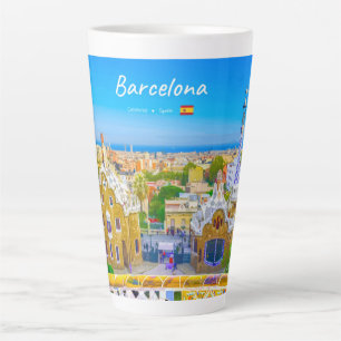 Barcelona, Spain - Park Guell Gaudi Mosaic Large Latte Mug