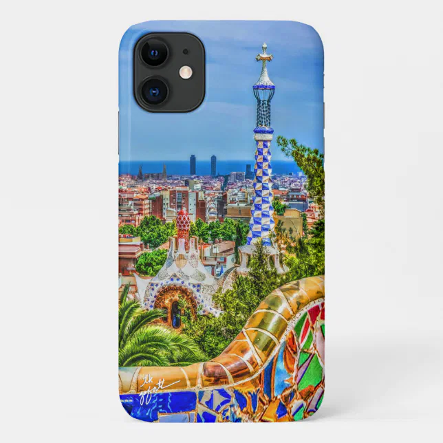 Barcelona Spain Park Guell Mosaic Bench Fine Art Case-Mate iPhone Case |  Zazzle