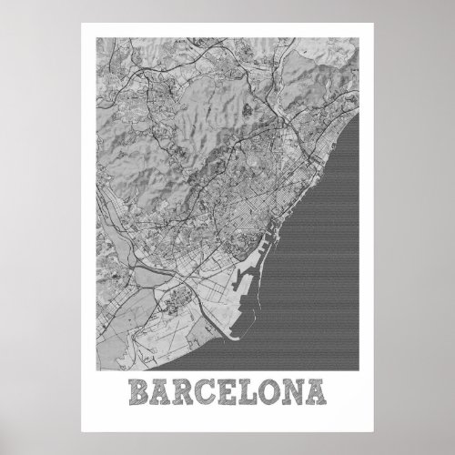 Barcelona _ Spain Pencil City Map Poster