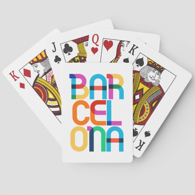 Barcelona Spain Pop Art Letters Poker Cards (Back)