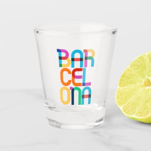 Barcelona Spain Pop Art Letters Shot Glass